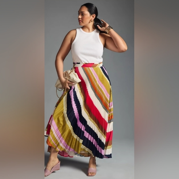 Plus Size The Isobel Silky Pleated Skirt by Anthropologie - Picture 6 of 8